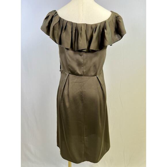 Banana Republic 100% Silk Sheath Mini Dress Tan Size 4 Party Cocktail - Picture 4 of 15